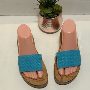 Blue Woven Slide Sandals